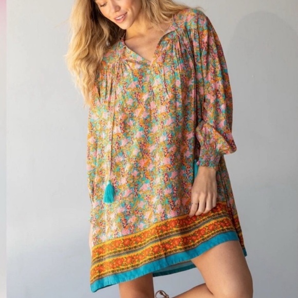 NATURAL LIFE Dresses & Skirts - Natural Life Dara Mini Dress Womens Size XL V-neck Boho Paisley Floral New